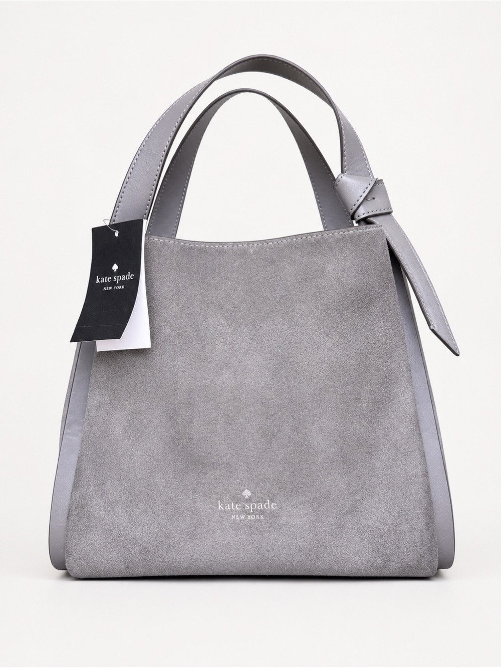 Kate Spade Knott Suede Convertible Carryall Crossbody Satchel Grey Retail $348